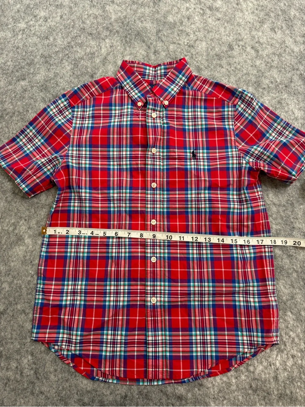 Ralph Lauren Red Plaid Short-Sleeve Button-Down Shirt